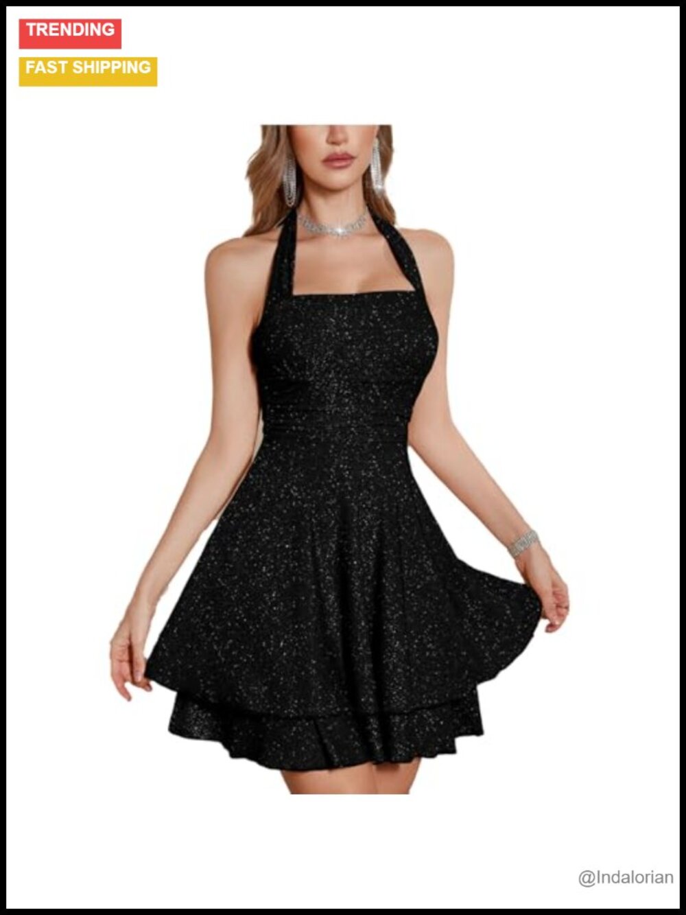 Sparkly Sequin Halter Dress Sleeveless Square Neck Party Clubwear Women